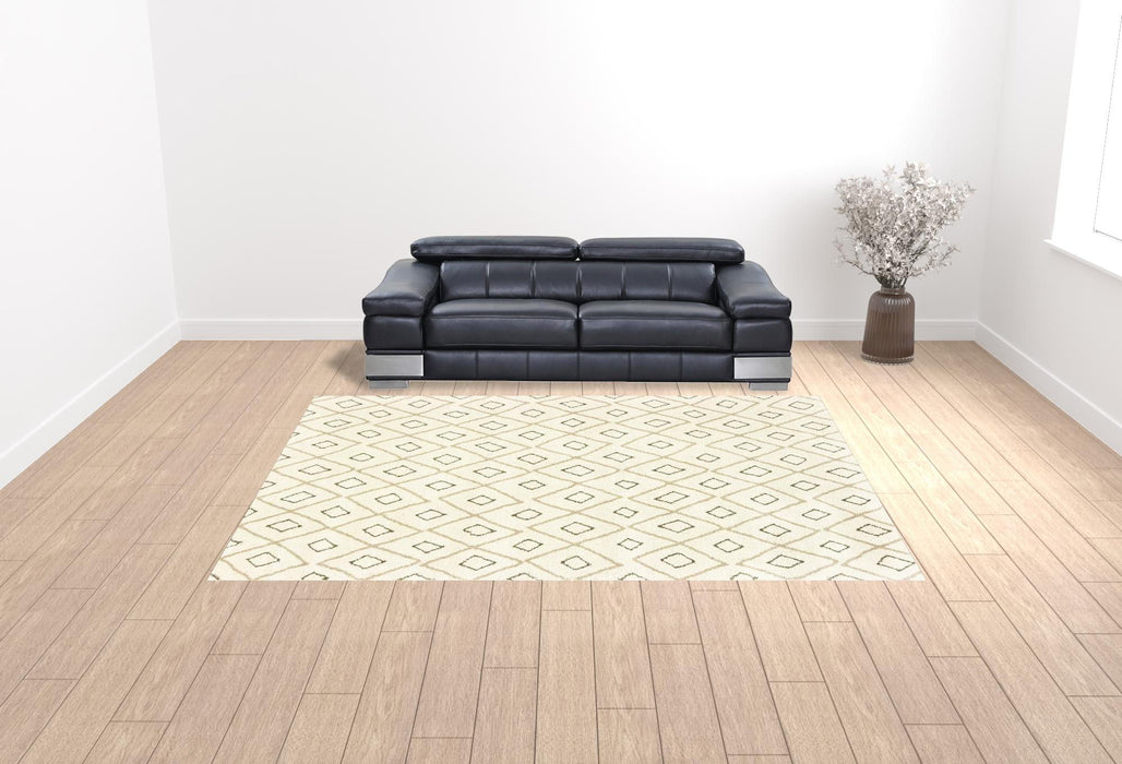10' x 13' Geometric Power Loom Stain Resistant Area Rug - Sand Ash Gray And Ivory