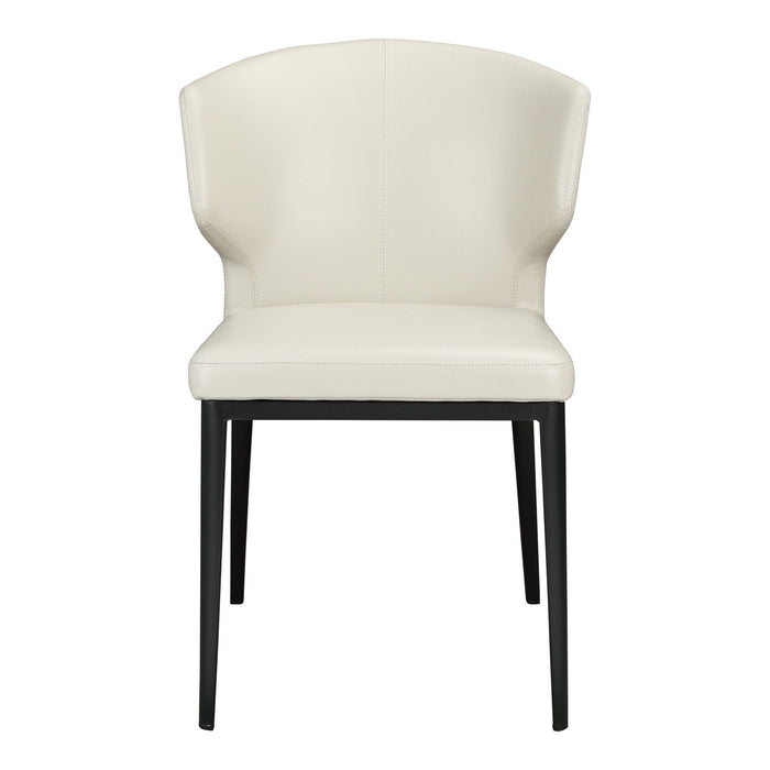 Upholstered Faux Leather Wing Back Dining Side Chairs (Set of 2) - Beige / Black