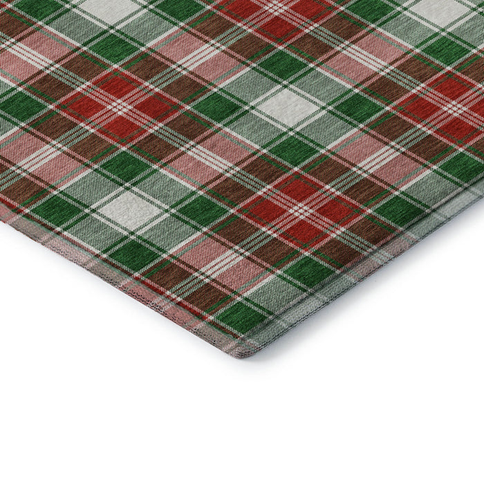 10' X 14' Abstract Geometric Washable Area Rug With UV Protection (701882) - Emerald / Red / Green