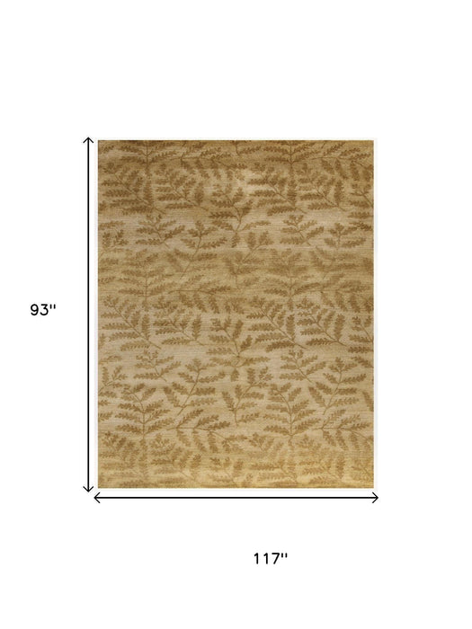 8' X 10' Wool Floral Hand Knotted Area Rug (744246) - Tan / Yellow / Orange