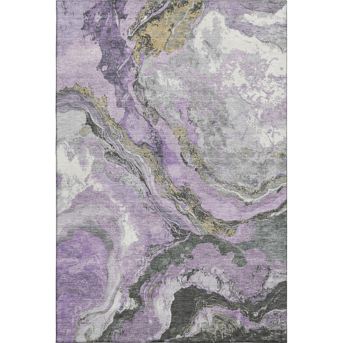 10' X 14' Abstract Washable Area Rug With UV Protection (707749) - Lavender / Gray / Ivory
