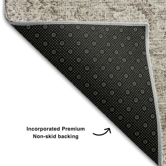 10' X 14' Oriental Washable Area Rug With UV Protection (678892) - Brown / Ivory / Beige
