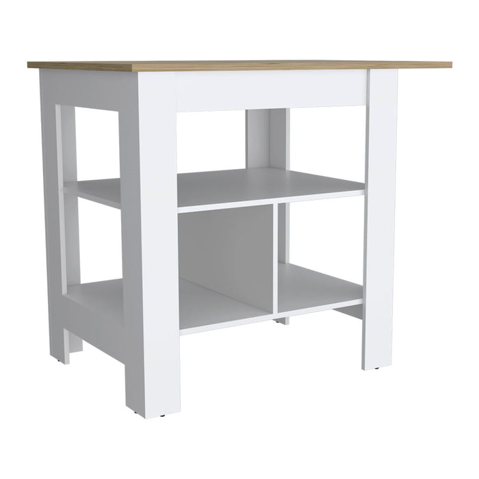41" Wood Kitchen Island Set With Storage - Oak
