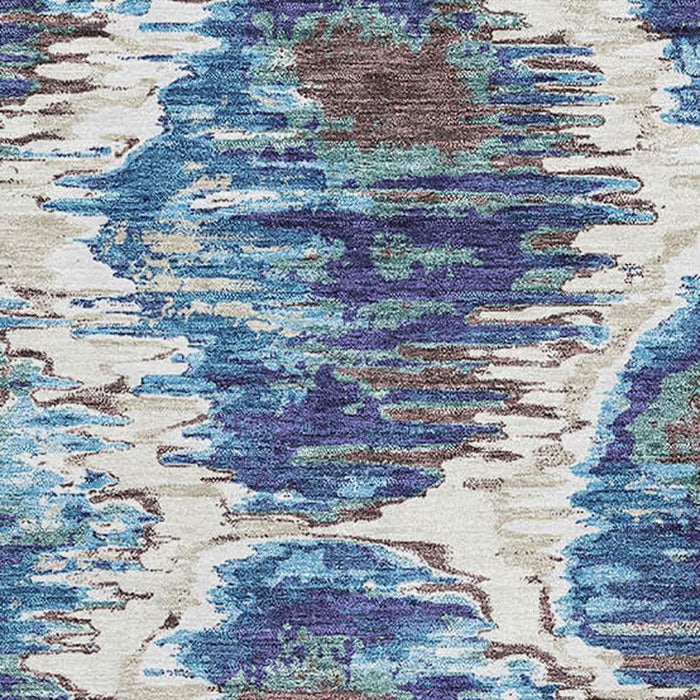 10' X 14' Diamond Washable Area Rug With UV Protection - Blue