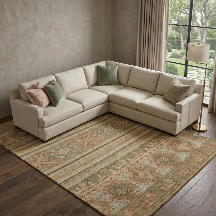 10' X 14' Medallion Washable Area Rug With UV Protection (695234) - Beige / Gold / Gray