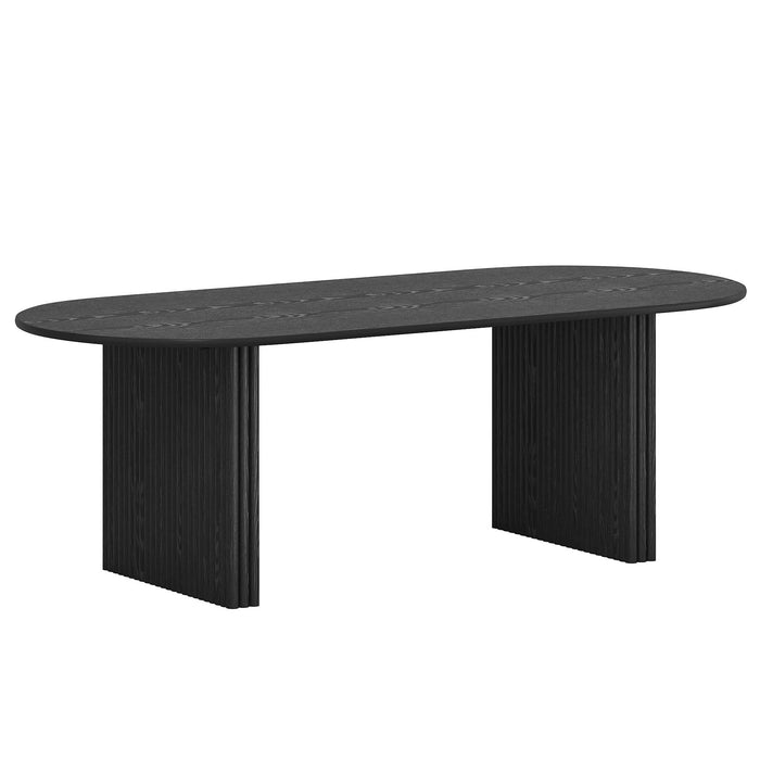 79" Solid Wood Mirrored Oval Dining Table - Black