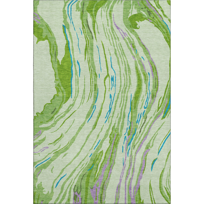10' X 14' Abstract Washable Area Rug With UV Protection (681383) - Green / Lavender / Teal