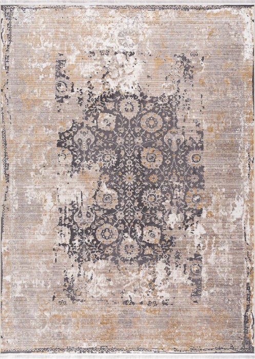 6' x 9' Oriental Non Skid Area Rug - Gray And Ivory