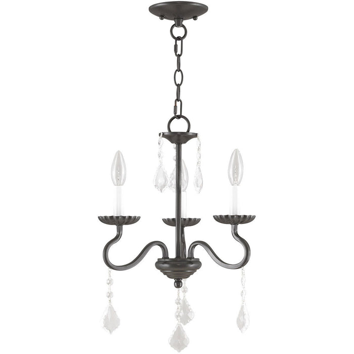 Three Light Dimmable Chandelier With Shades - Bronze