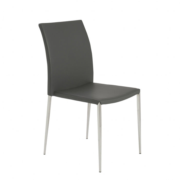 Leather Dining Side Chairs (Set of 2) - Gray