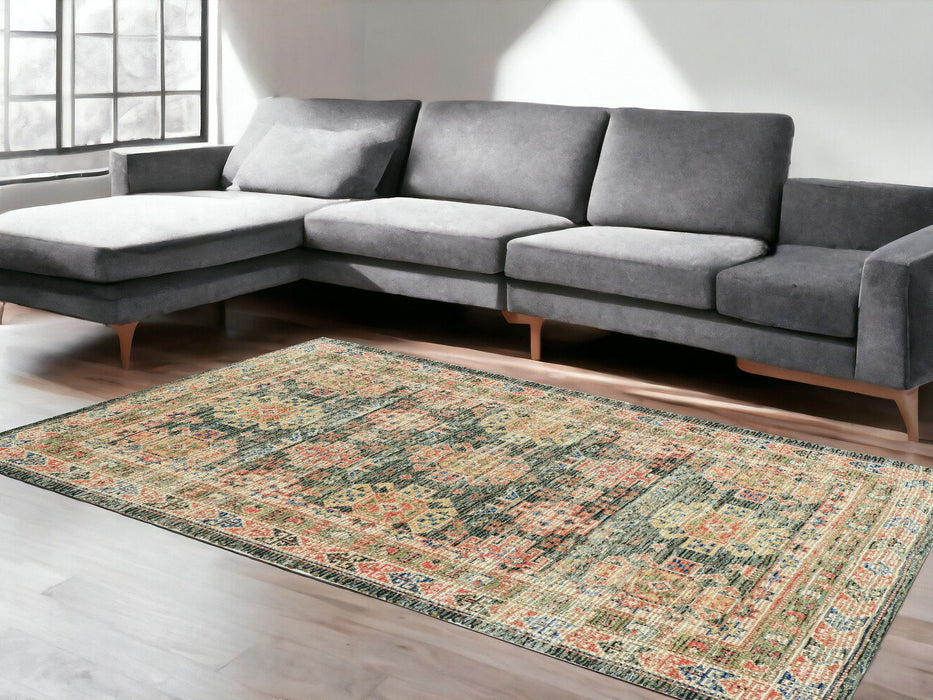 8' x 11' Southwestern Handmade Worn Faded Area Rug - Charcoal
