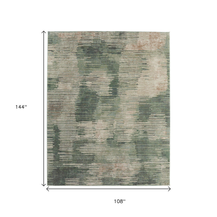 9' X 12' Abstract Distressed Area Rug - Green