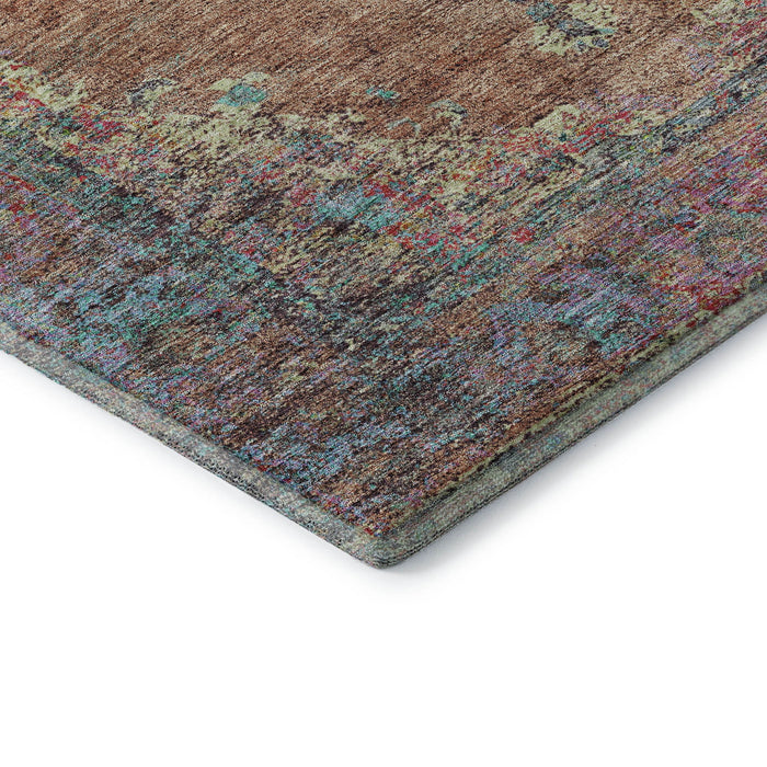10' X 14' Medallion Washable Area Rug With UV Protection (714853) - Orange / Pink