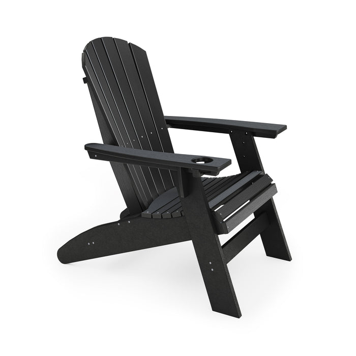 Giga Adirondack arm chair made of durable HDPE poly lumber, suitable for poolside, patio, or garden relaxation settings.