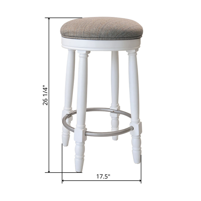 Set of two Giga 360° swivel wooden barstools with upholstered seats, counter height, perfect for kitchen or bar area.