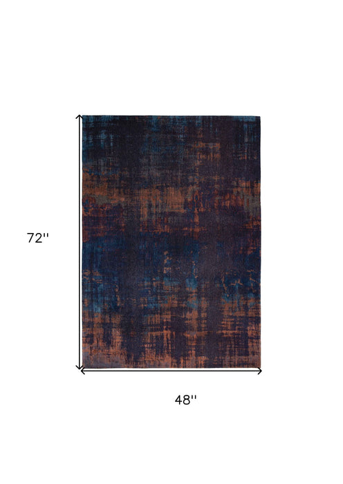5' x 7' Abstract Non Skid Area Rug - Blue And Brown