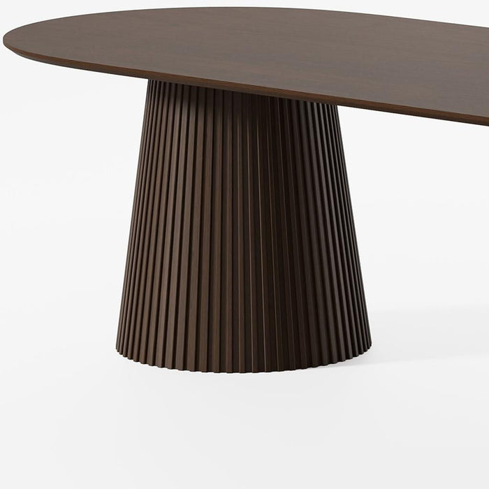 86" Solid Wood Double Pedestal Base Oval Dining Table - Walnut