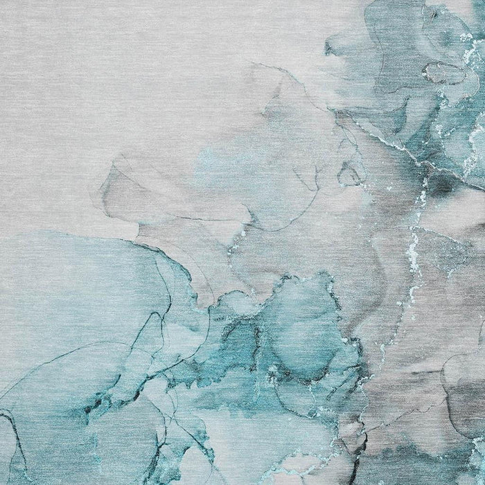 8' X 10' Abstract Washable Area Rug With UV Protection (647318) - Teal / Gray / Ivory