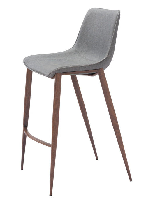 30" Modern Slate Faux Leather And Steel Bar Height Bar Chairs (Set of 2) - Gray