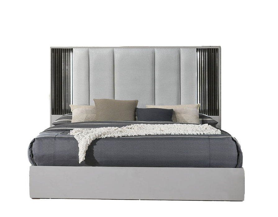 J & M Furniture Lucia Queen Bed in Grey