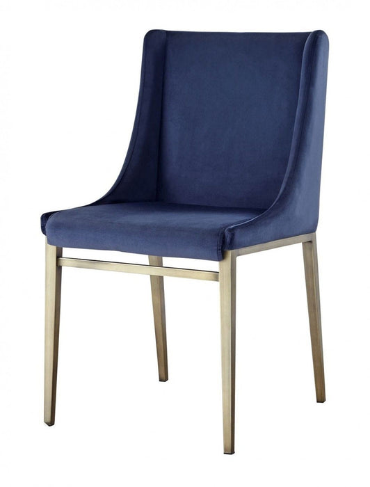 Upholstered Fabric Wing Back Dining Side Chairs (Set of 2) - Blue