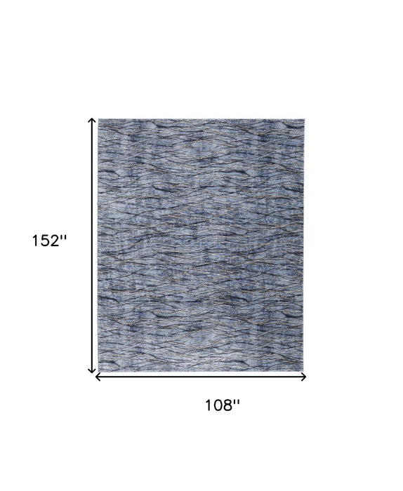 9' x 13' Abstract Power Loom Area Rug - Blue Ivory And Tan