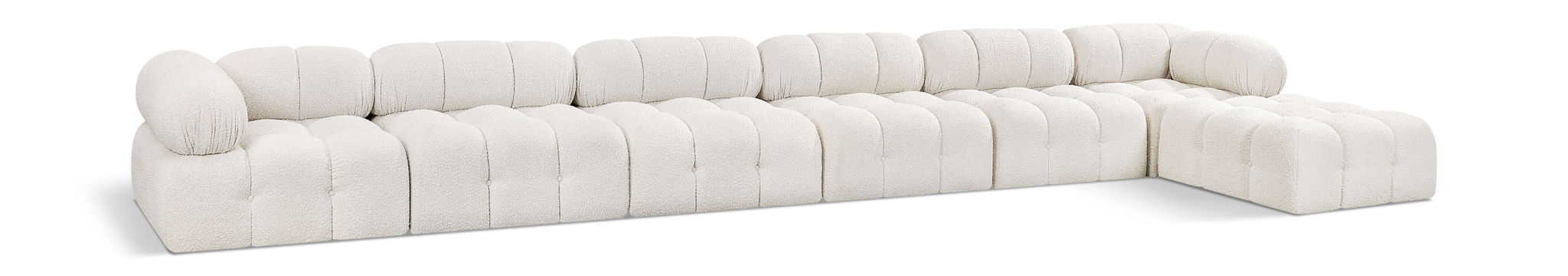 Ames - 7 Piece Boucle Fabric Modular L-Shaped Sectional