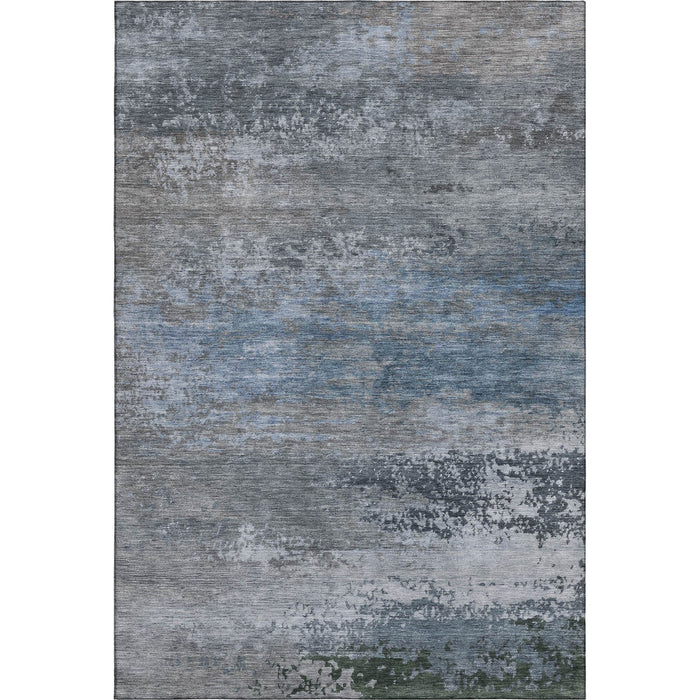 10' X 14' Abstract Washable Area Rug With UV Protection (717110) - Pewter / Charcoal
