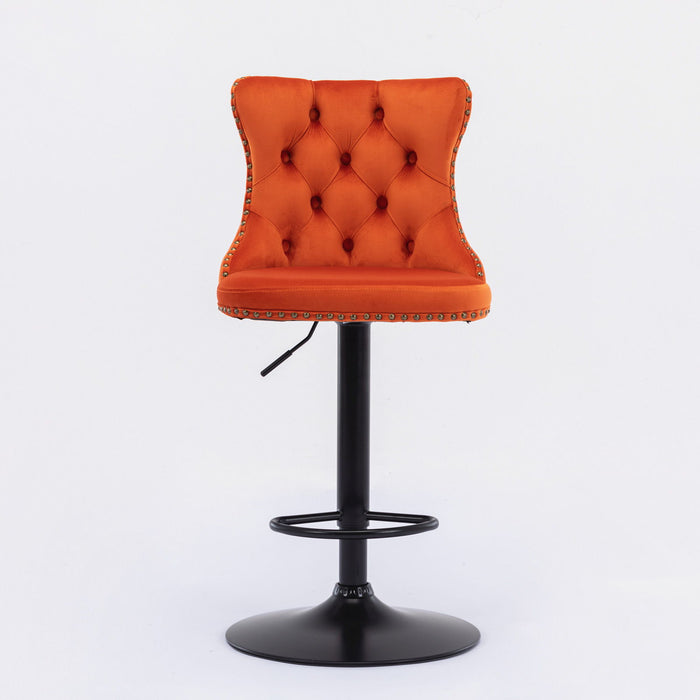 Set of 2 Giga modern upholstered swivel barstools with adjustable height, tufted backs, ideal for home pub and kitchen island seating.