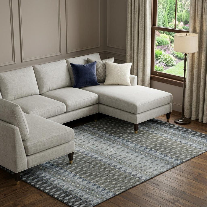 10' X 14' Tribal Distressed Washable Area Rug With UV Protection (643797) - Midnight / Gray