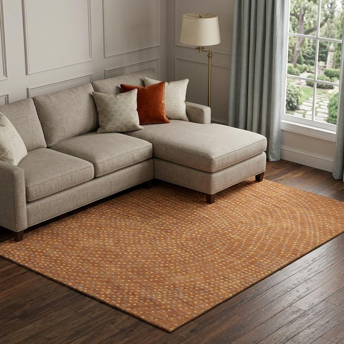 10' X 14' Polka Dot Washable Area Rug With UV Protection (680193) - Rust / Copper / Gray