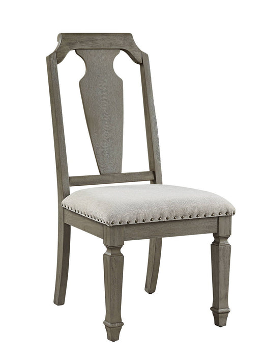 Upholstered Linen Open Back Dining Side Chairs (Set of 2) - Beige / Oak