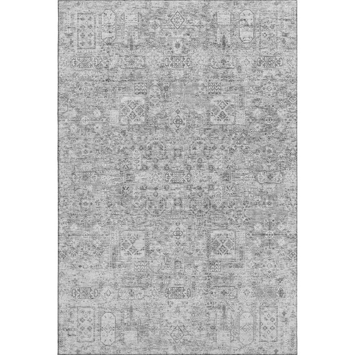 10' X 14' Floral Washable Area Rug With UV Protection (651184) - Gray / Silver