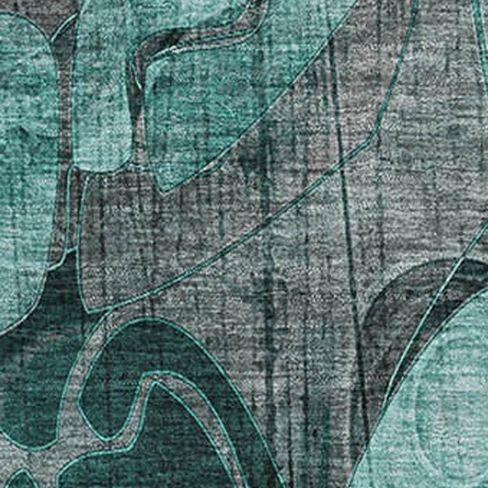 10' X 14' Abstract Distressed Washable Area Rug With UV Protection (649006) - Teal / Gray