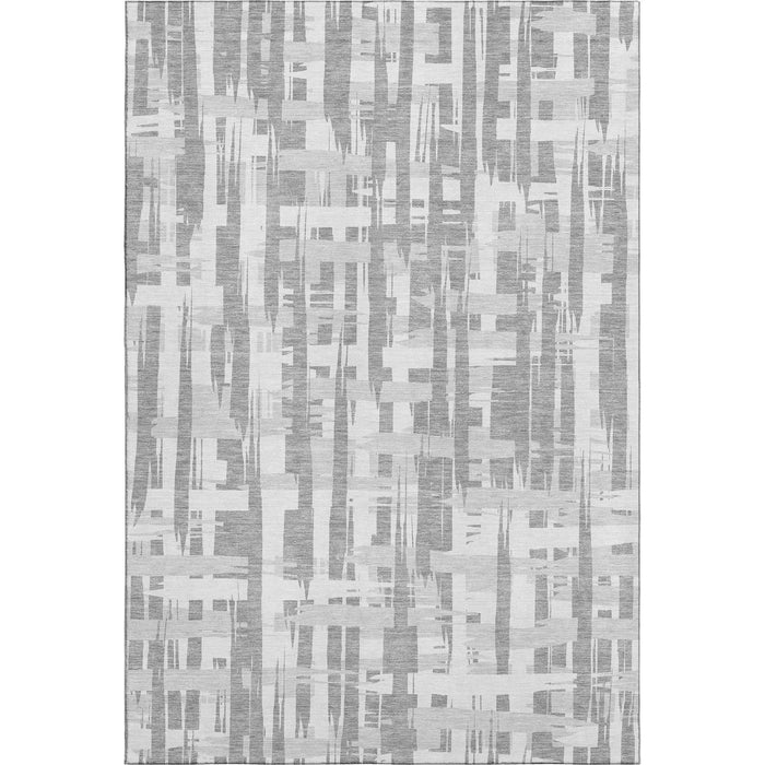 10' X 14' Striped Washable Area Rug With UV Protection (705677) - Gray / Ivory