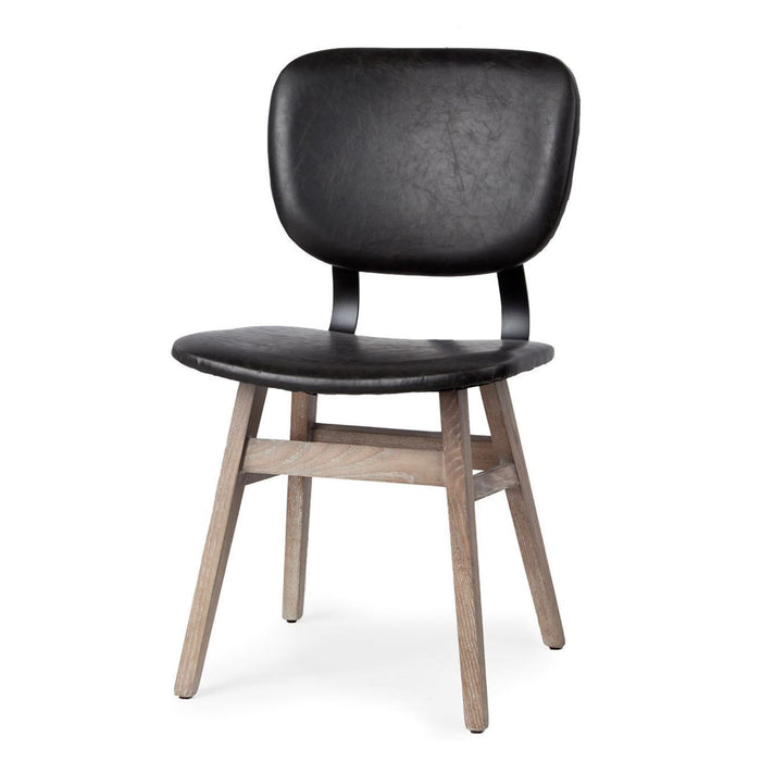 Upholstered Faux leather Open Back Side Chairs (Set of 2) - Brown / Black