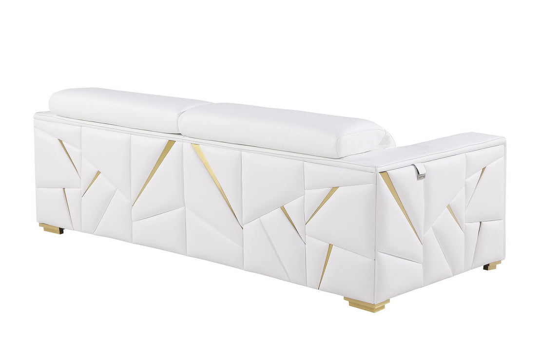 Top Grain Leather Reclining Sofa Storage - White