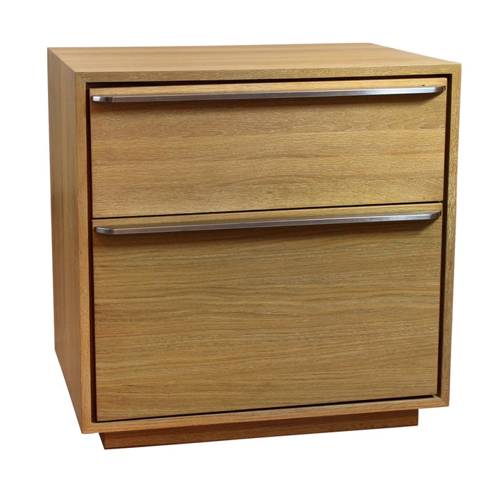28" Solid And Manufactured Wood Two Drawer Nightstand - Natural