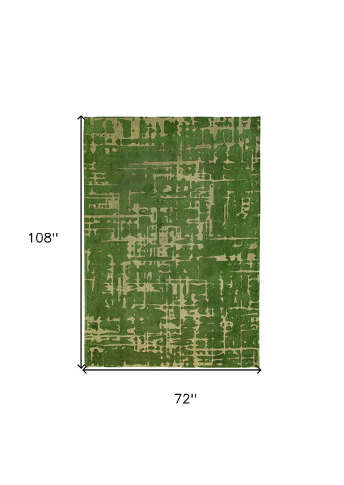 7' x 9' Abstract Non Skid Area Rug - Green