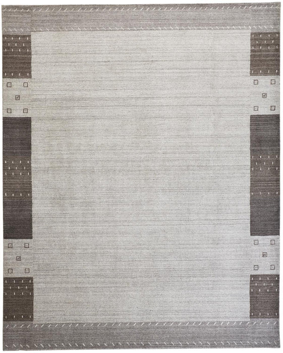 5' x 8' Wool Hand Knotted Stain Resistant Area Rug - Gray Silver And Black