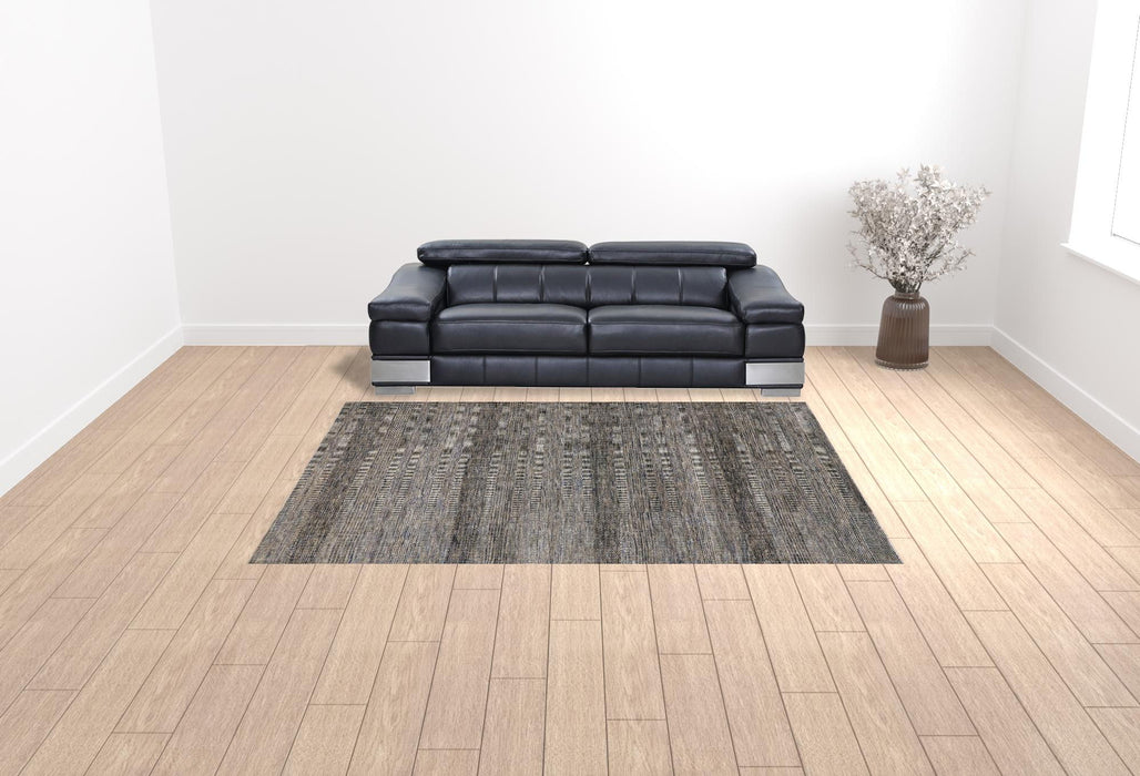9' x 12' Wool Striped Hand Knotted Area Rug - Gray