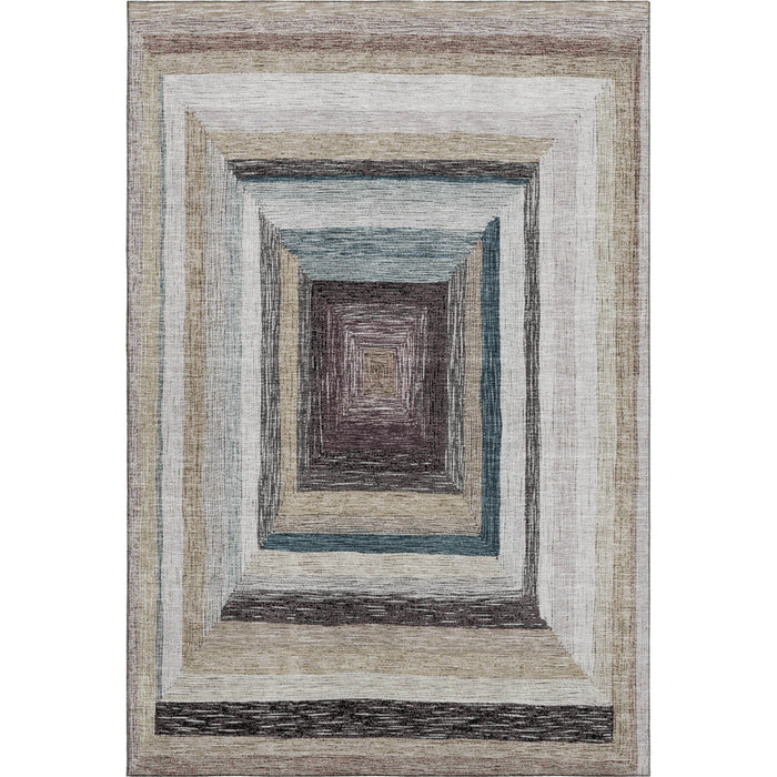 10' X 14' Geometric Washable Area Rug With UV Protection (709318) - Beige / Ivory / Charcoal