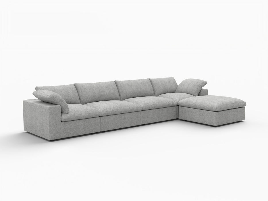 2 Piece Living Room Set Blend Modular Sofa & Ottoman Storage - Light Gray