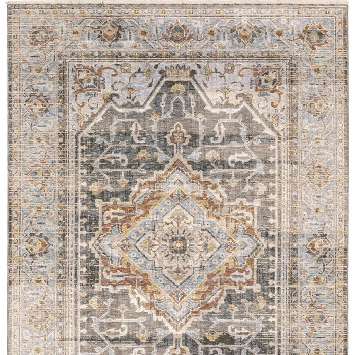 6' x 9' Machine Woven Medallion Indoor Area Rug - Gray Blue