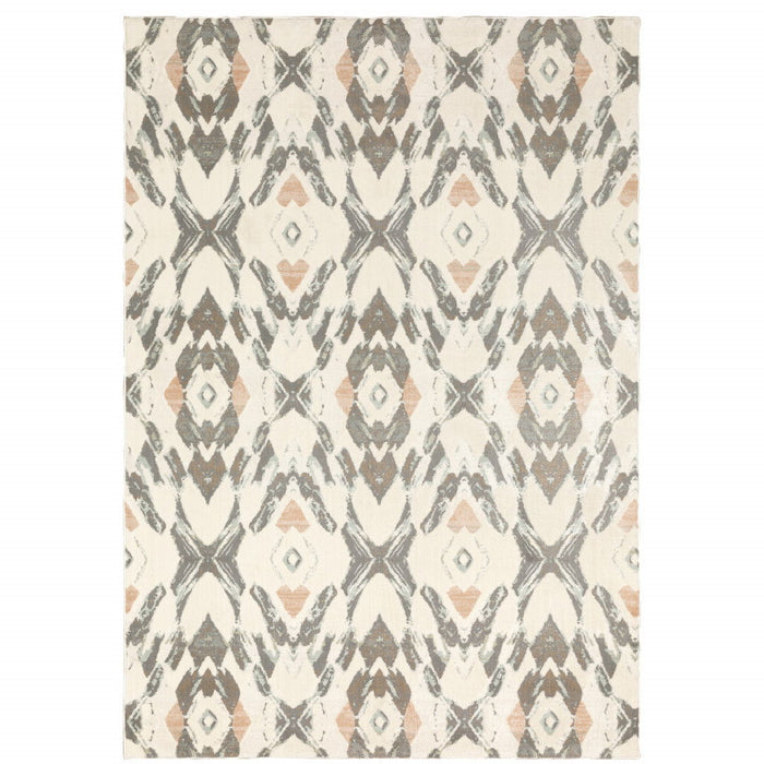 10' x 13' Geometric Power Loom Stain Resistant Area Rug - Ivory Pink And Sage