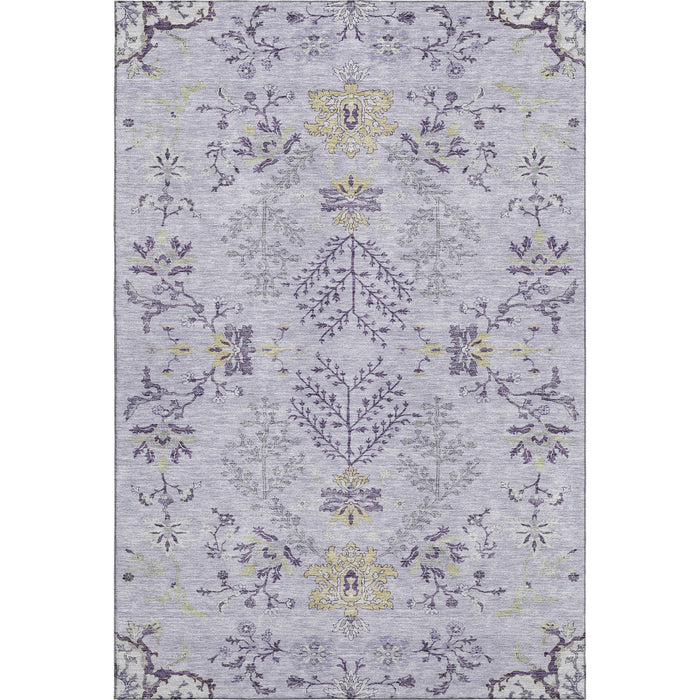 10' X 14' Floral Washable Area Rug With UV Protection (687065) - Lavender / Gray / Gold