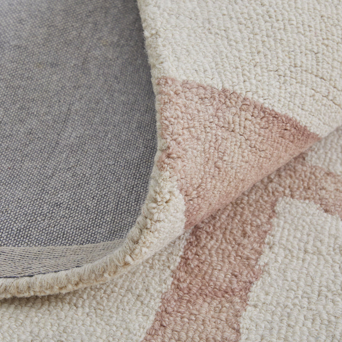 10' Wool Geometric Hand Tufted Round Rug - Pink And Ivory