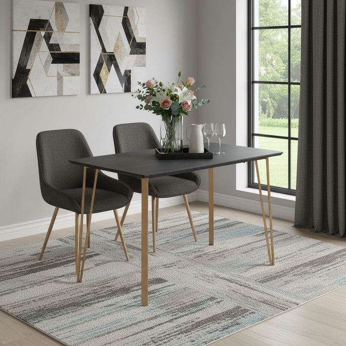Wood Steel Counter Height Dining Table - Black / Gold