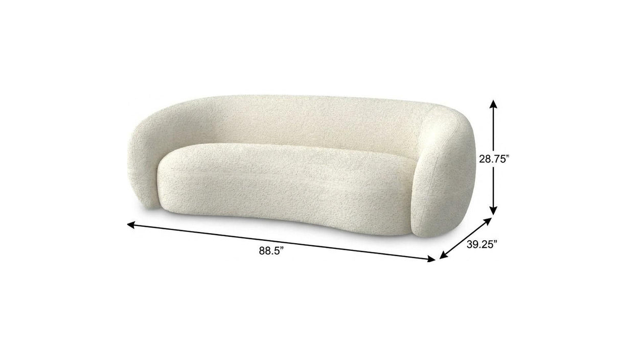 89" Fabric Sofa With Walnut Legs - Cream