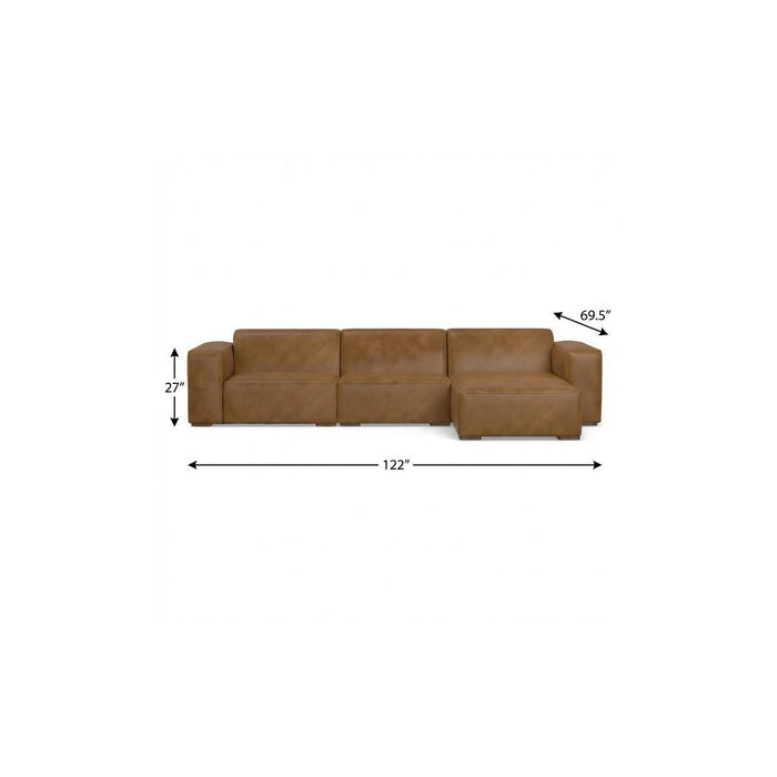 122" Leather Modular Sofa - Brown